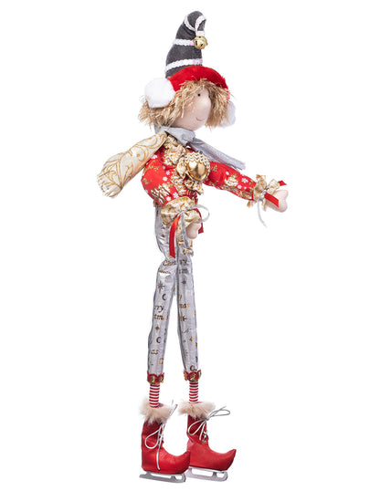 muñeco duende patinador de hielo, patines de hielo, ice skater, esfera, bastón caramelo, navidad, xmas handmade hecho a mano, rojo, blanco, dorado, plata, queca designs