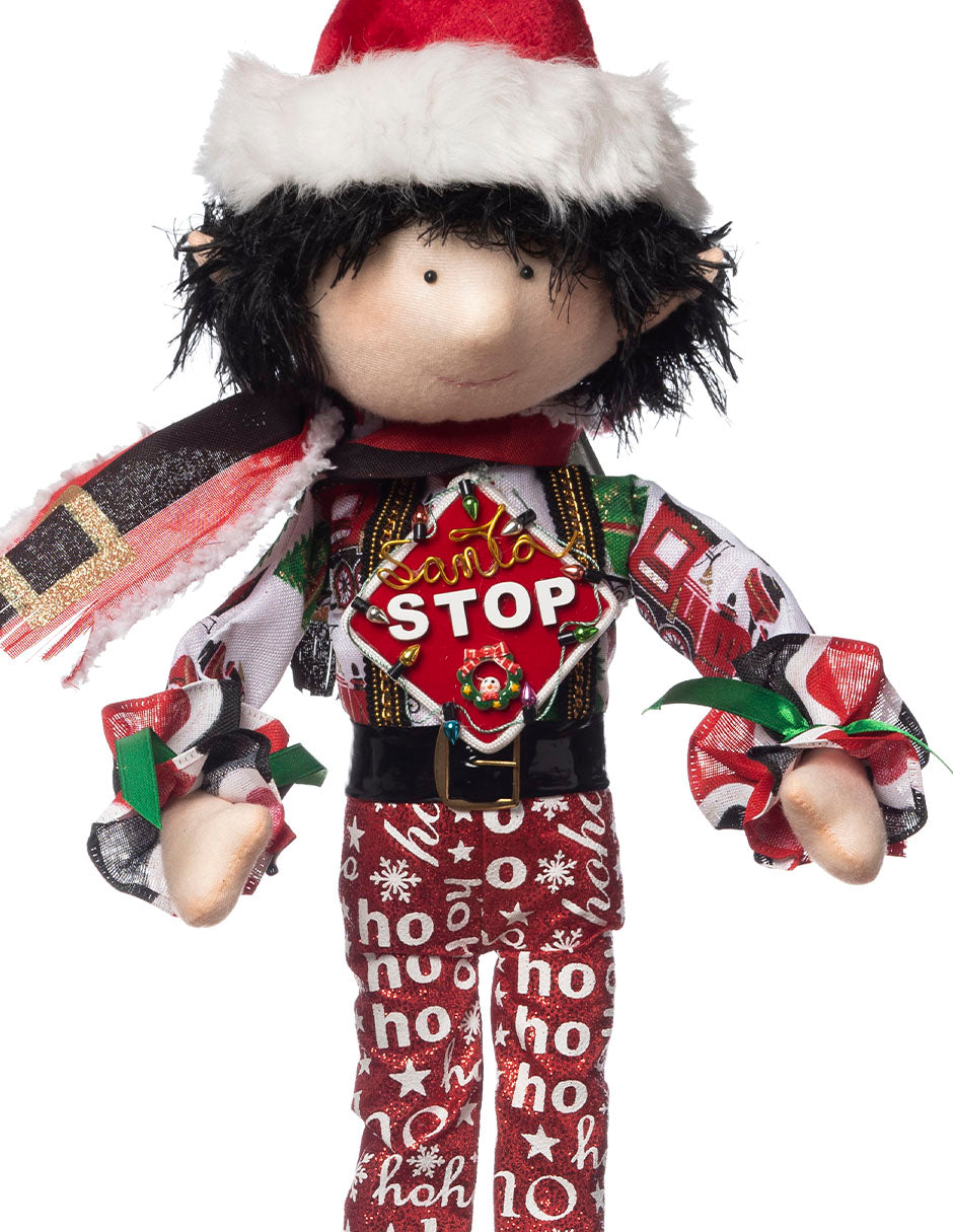 muñeco duende patinador, patines de ruedas, merry christmas, ho ho ho, costal, señal stop, navidad, roller skaters, xmas handmade hecho a mano, verde, rojo, blanco, dorado, negro, queca design