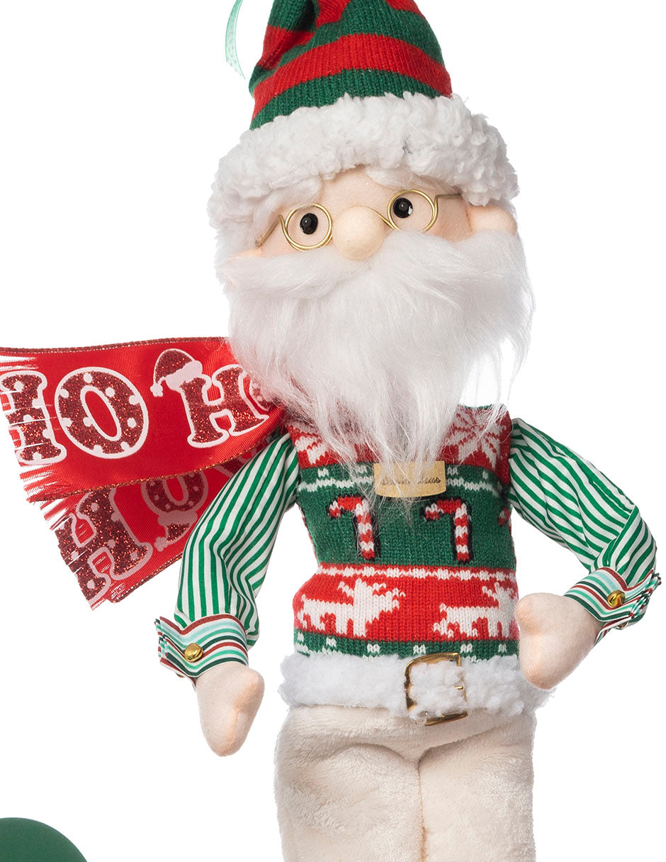 muñeco Santa Claus patinador, patineta, merry christmas, ho ho ho, gorro, paleta caramelo, navidad, roller skaters, xmas handmade hecho a mano, verde, rojo, blanco, dorado, negro, queca design
