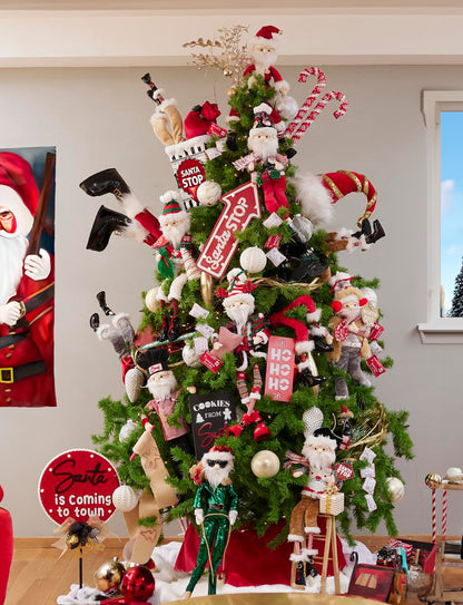 Santa Claus con patines de ruedas, señal y regalos 70 cm