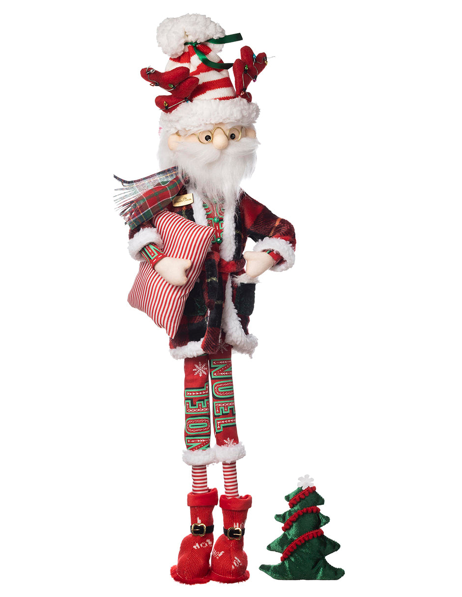 Santa Claus con pijama, gorro, bata y almohada 70 cm