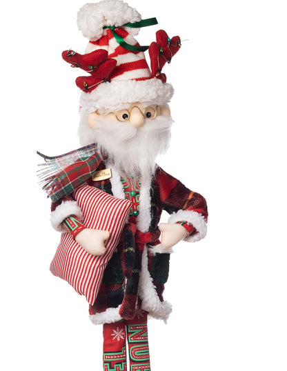 Santa Claus con pijama, gorro, bata y almohada 70 cm