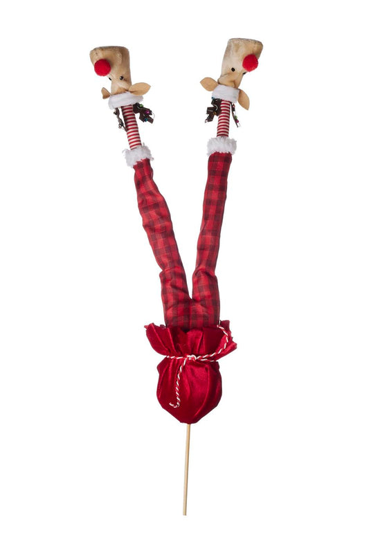 Piernas de Duende rojas con pantuflas de reno 50 cm