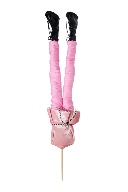 Piernas de Duende rosas con botas negras 50 cm