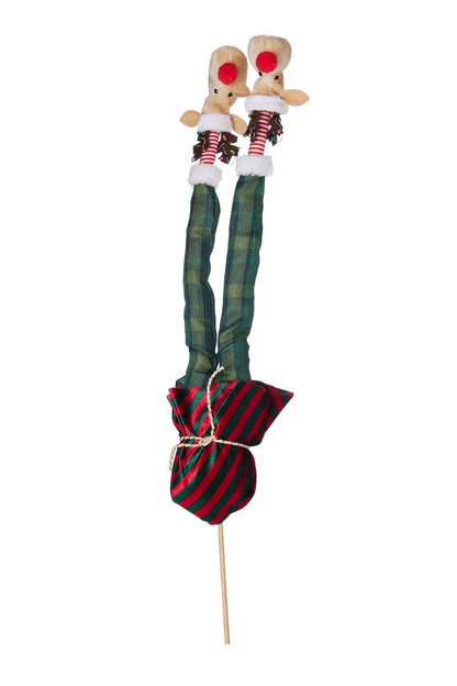 Piernas de Duende verde con pantuflas de reno 50 cm